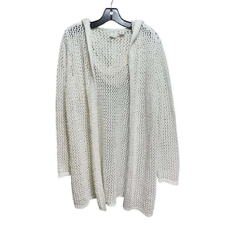 Sequin Hooded Sweater Cardigan By Joie In Cream & Silver, Size: M Dynamic Men's Moto