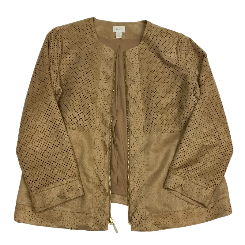 Jacket Shirt By Chicos In Brown, Size: Xl Adventure