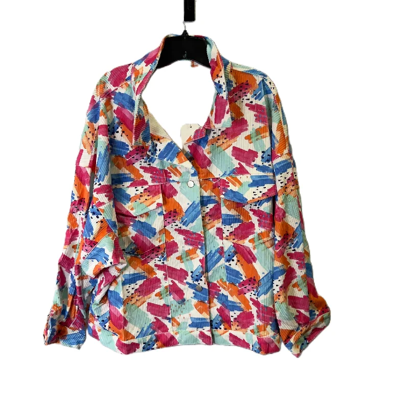 Jacket Shirt By Emily Wonder In Multi-colored, Size: 1x Minimalist Men's Casual 
