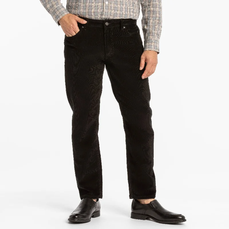 Black Stretch Corduroy Pant Sleek Men's Contemporary 