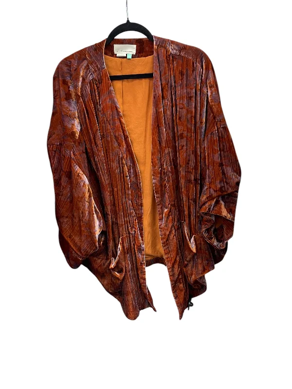 Top Short Sleeve By Anthropologie In Orange, Size: 1x Laid