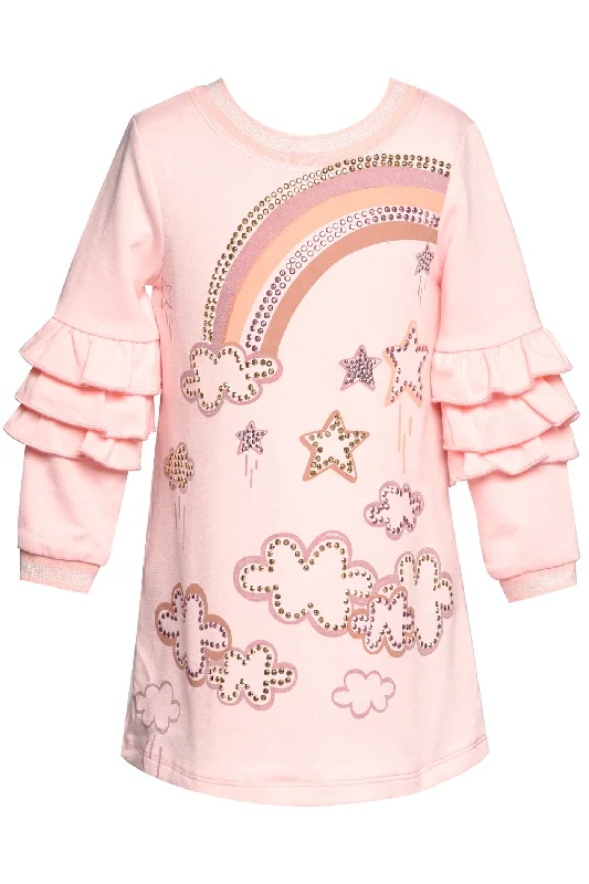 Ruffle Dress with Cloud Print Casual Men's Loose