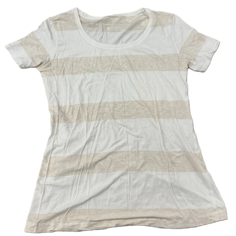 Athletic Top Short Sleeve By Lululemon In Cream & Tan, Size: 10 Dynamic Men's High