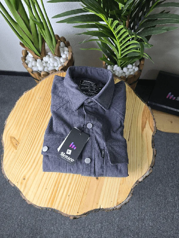 Corduroy Softline Shirt Dark Grey Modern Men's 