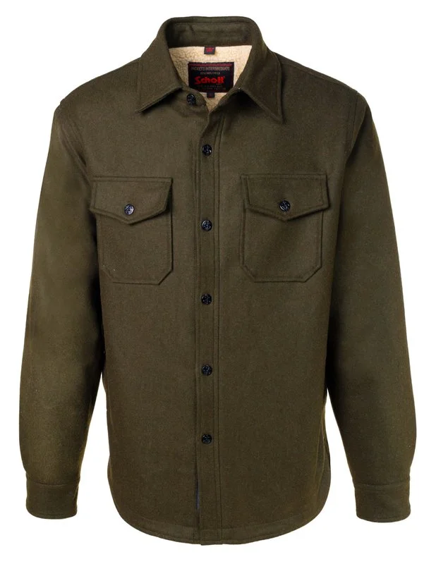Faux Sherpa Lined CPO Shirt Sleek Men's Metallic