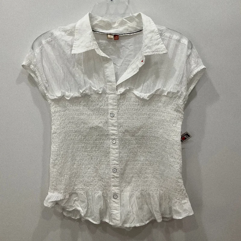 Top Short Sleeve By Pilcro In White, Size: M Cool Men's Distressed