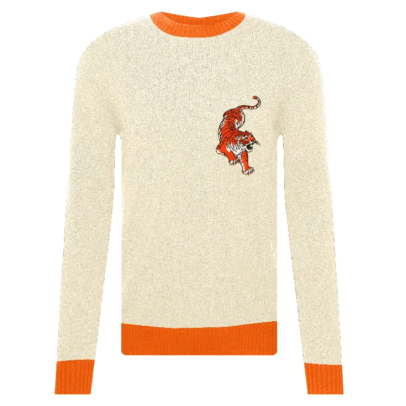 Men's embroidered apricot tiger sweater Tough Men's Military