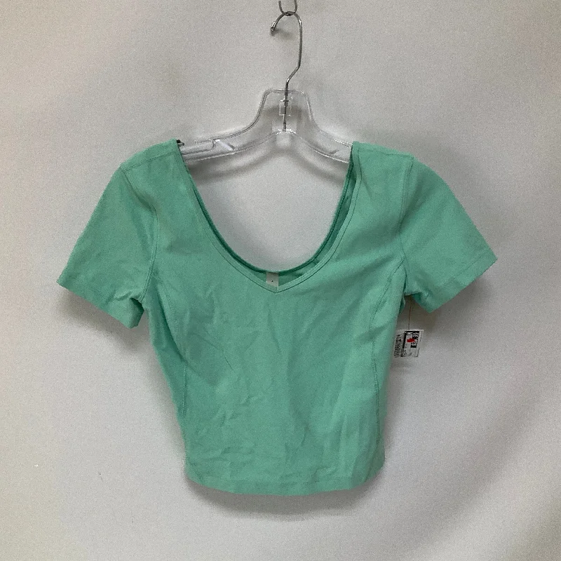 Athletic Top Short Sleeve By Lululemon In Blue, Size: 4 Adventure