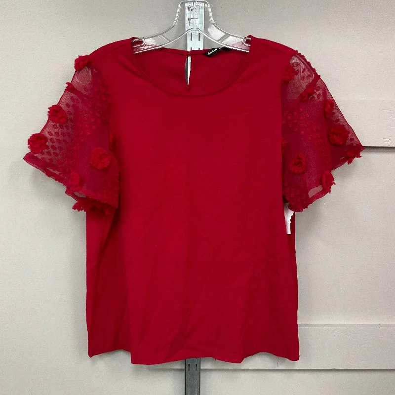Top Short Sleeve By Shein In Red, Size: M Athletic Men's Compression