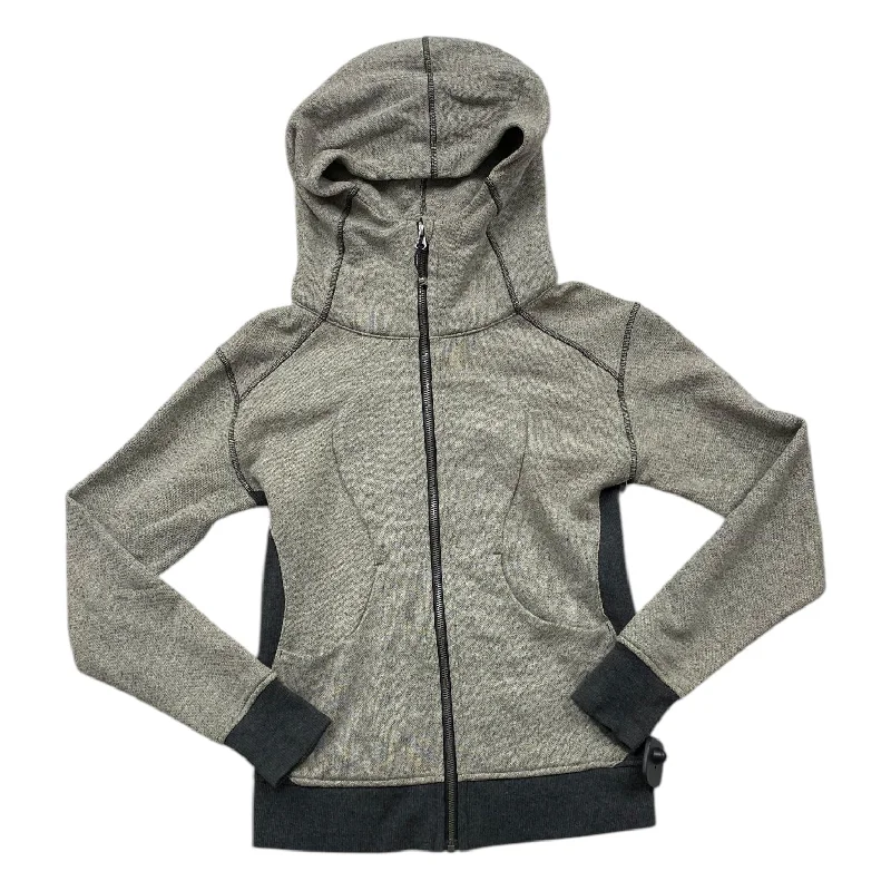 Athletic Jacket By Lululemon In Grey, Size: 4 Hip Men's Retro