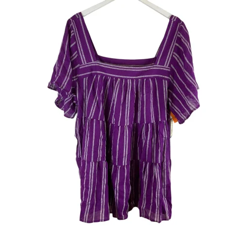 Top Short Sleeve By Terra & Sky In Purple, Size: 2x Refined Men's Classic 