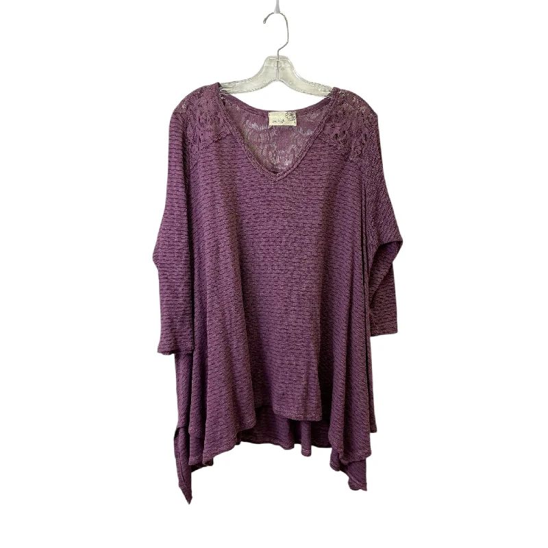 Top 3/4 Sleeve By Everleigh In Purple, Size:Xl Modern Men's 