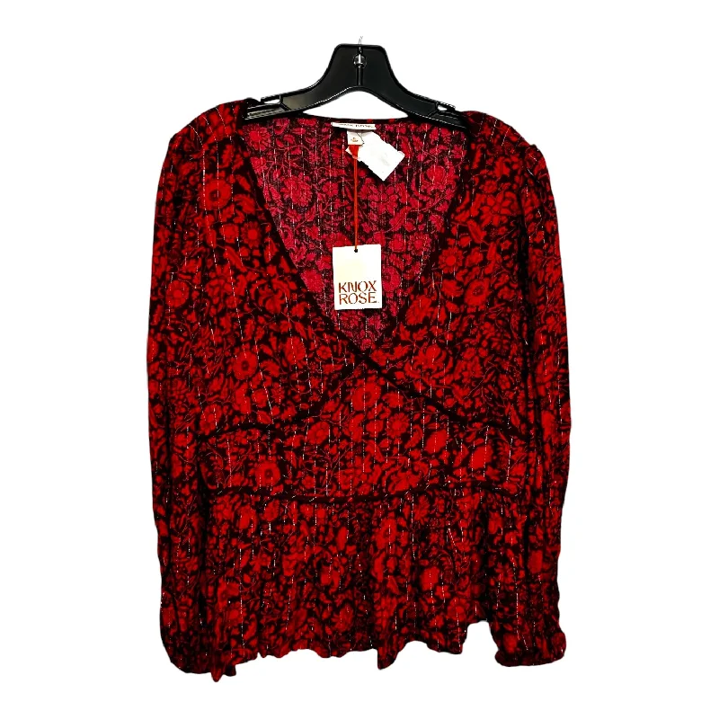 Top Long Sleeve By Knox Rose In Red, Size: Xl Vintage Men's 1970S Disco