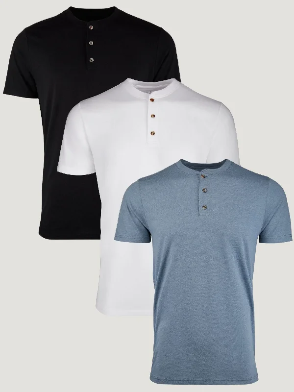 Foundation Short Sleeve Henley 3-Pack Elegant Men's Formal 