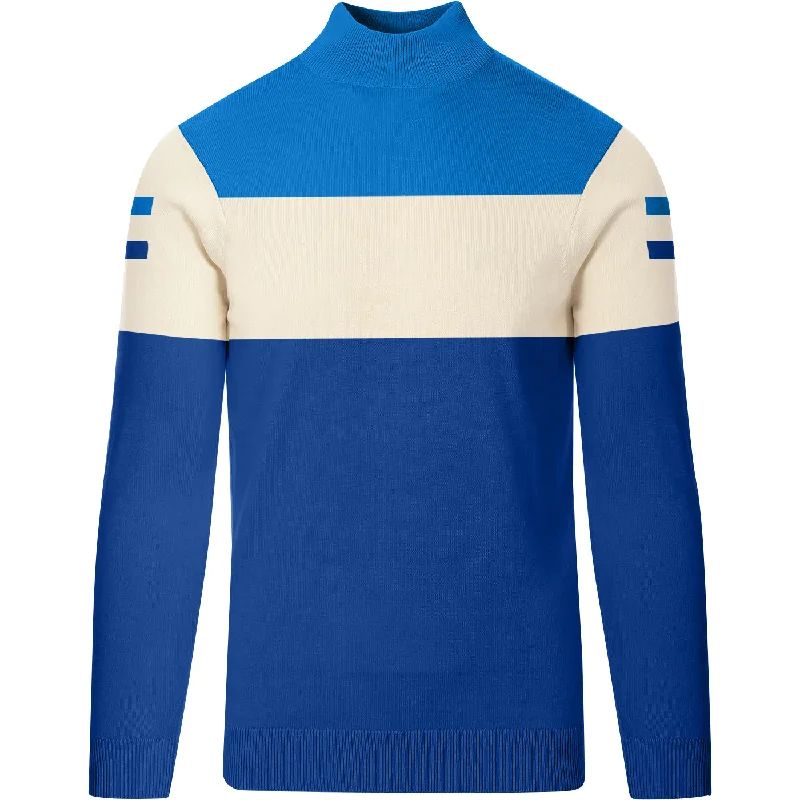 Men's Blue Racing Jumper Knitted T-Shirt Sophisticated Men's French