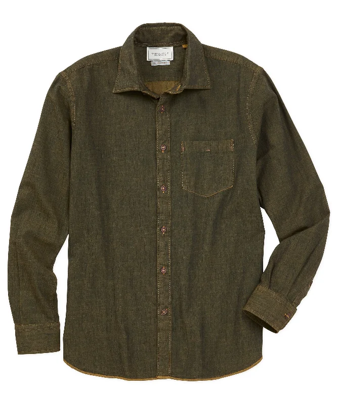 Melange Twill Garment-Dyed Solid Long Sleeve Sport Shirt Practical Men's Quick