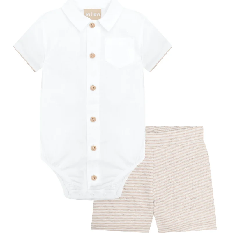 White Infant Boy Short Set Edgy Men's Punk