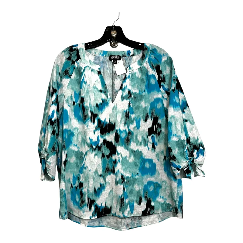 Top 3/4 Sleeve By Jones New York O In Aqua, Size: S Cozy Men's Winter