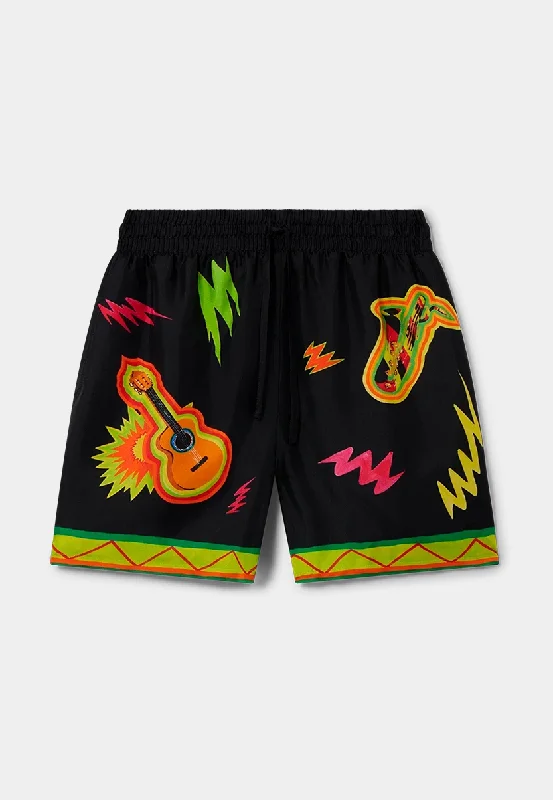 Casablanca Unisex Silk Shorts With Drawstring Music For The People Black Tailored