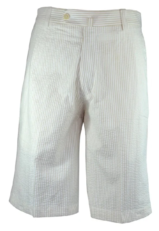Monterey Cotton Seersucker Shorts - Tan Masculine Men's Thick