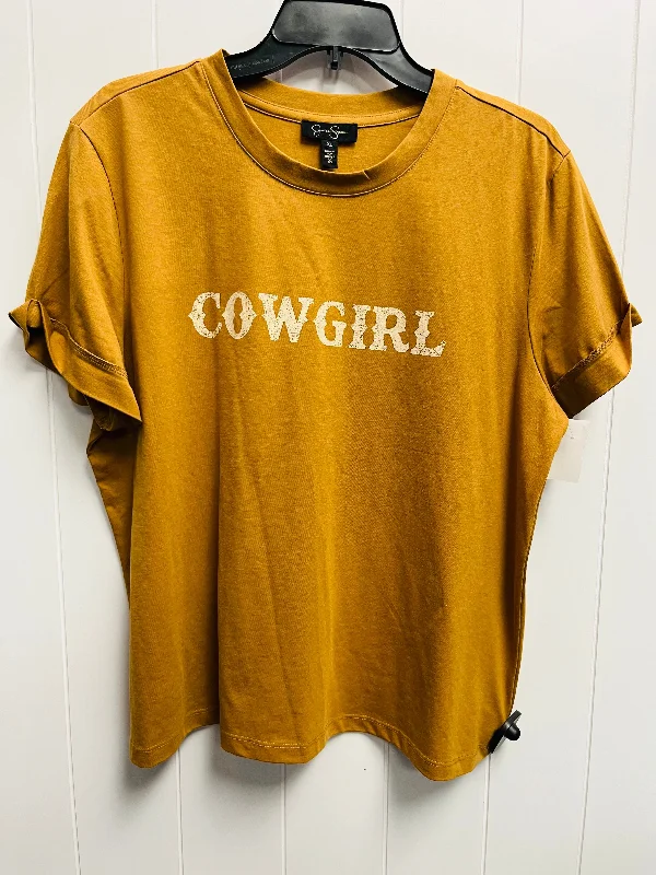 Top Short Sleeve By Jessica Simpson In Brown, Size: Xl Relaxed Men's Australian 