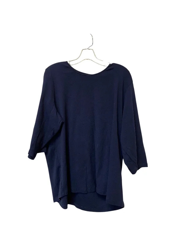 Top 3/4 Sleeve Basic By Cj Banks In Blue, Size: 3x Cool Men's Distressed