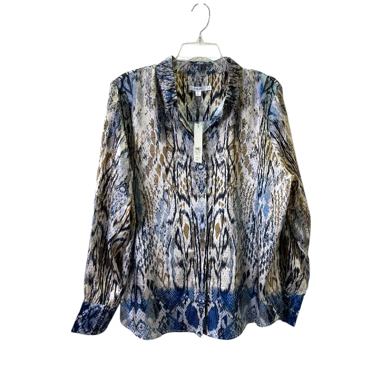 Top Ls By Chicos In Blue & Tan, Size:Xl Elegant Men's Cashmere