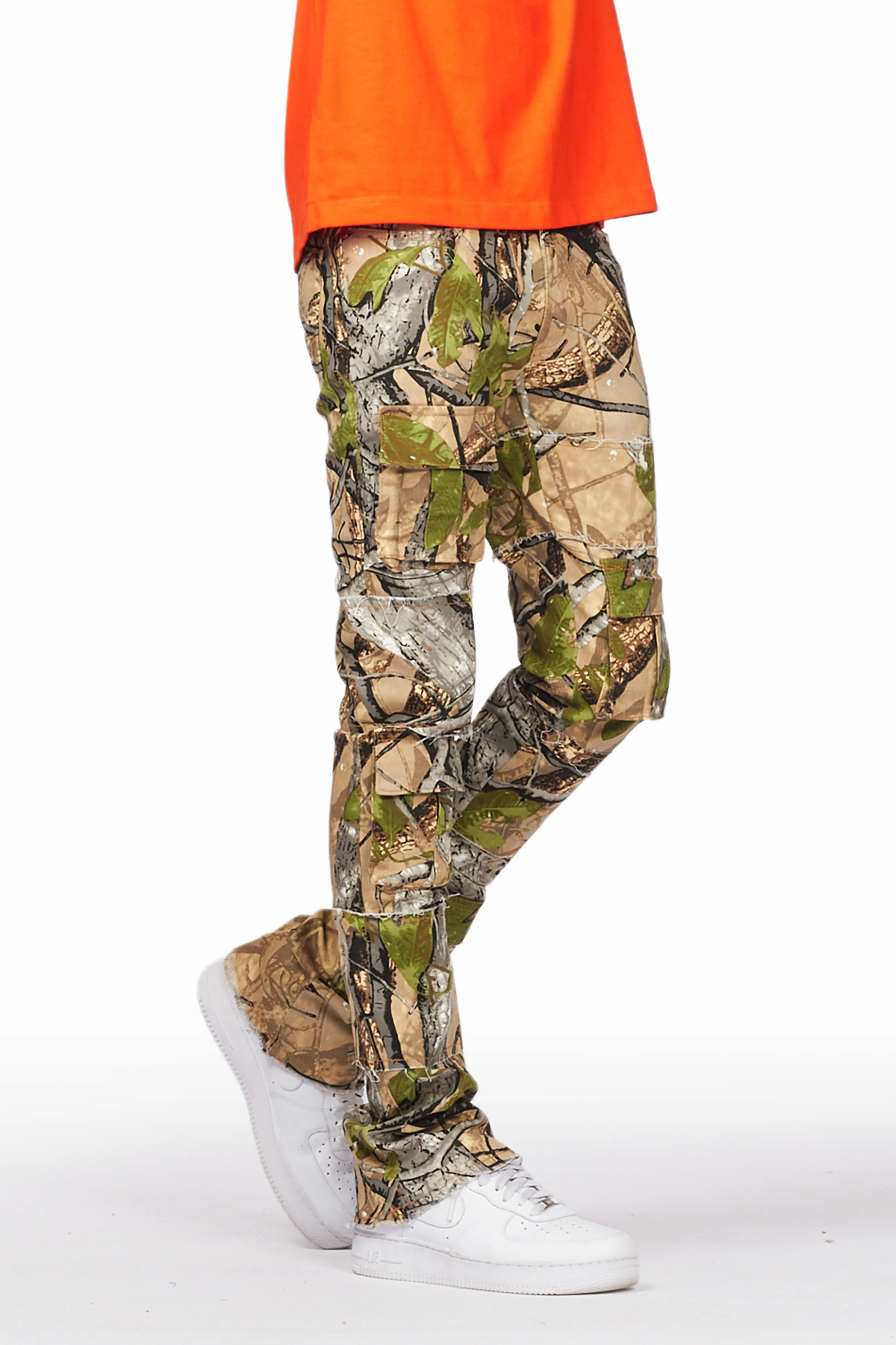 Duggar Tree Camo Cargo Stacked Flare Jean Dapper Men's Bow