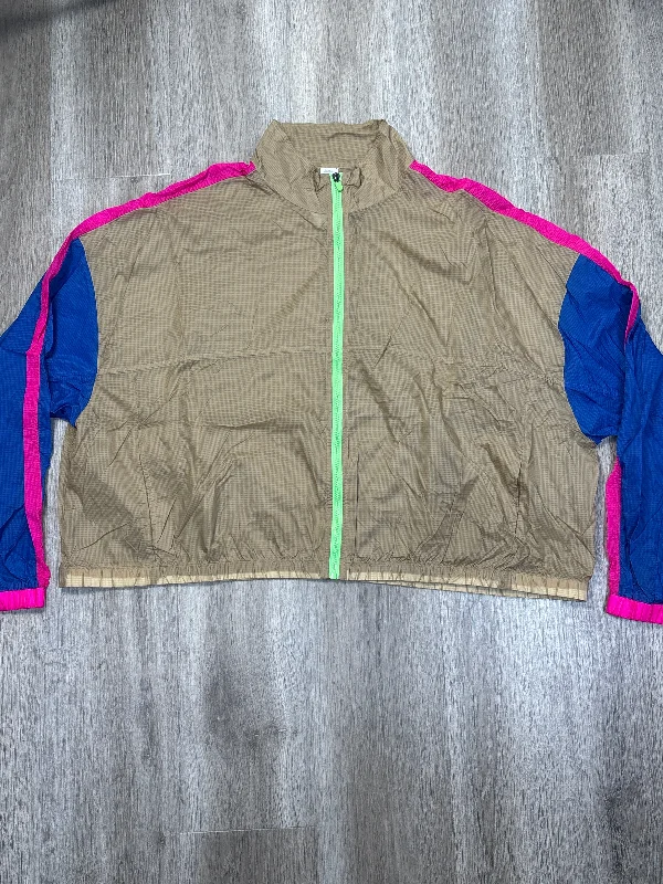 Jacket Windbreaker By Fabletics In Tan, Size: 3x Cozy Men's Sherpa