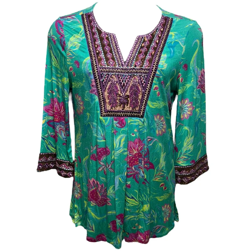 Maddalena Beaded Sequined Floral Tunic By Soft Surroundings In Multi-colored, Size: S Athletic Men's High