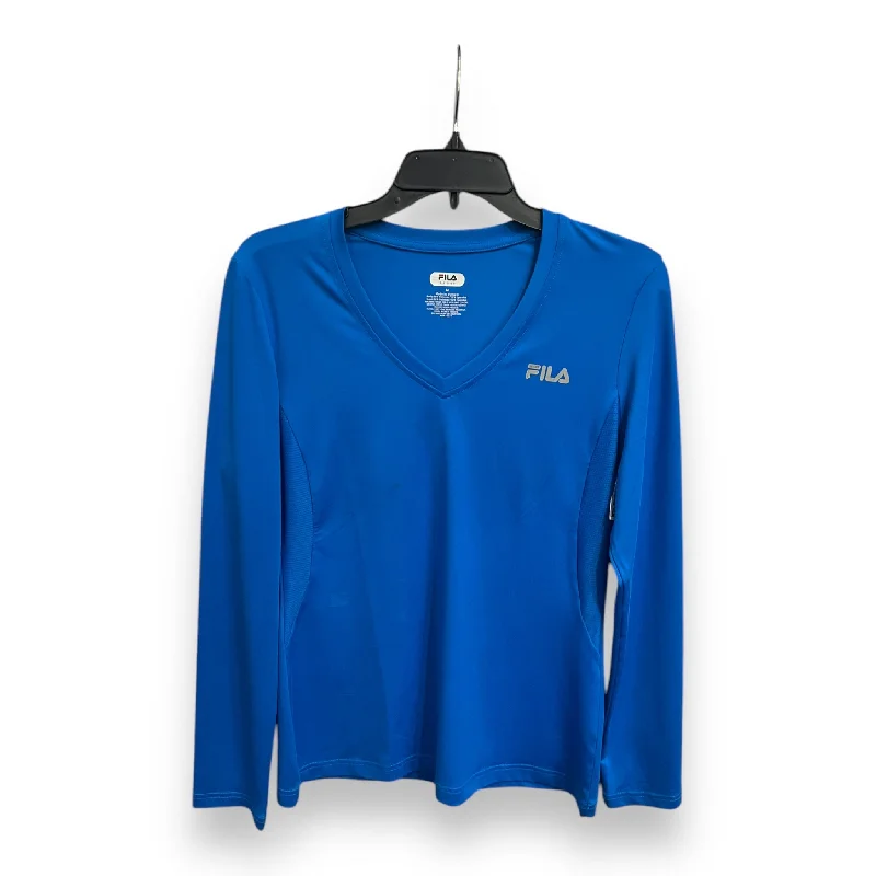 Athletic Top Long Sleeve Crewneck By Fila In Blue, Size: M Sporty Men's Tennis