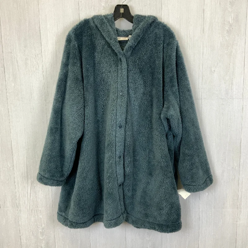 Jacket Faux Fur & Sherpa By Denim And Co Qvc In Blue, Size: 2x Athletic Men's Compression