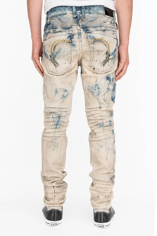 KILLER FLAP MENS SLIM JEANS IN FROZEN WASH WITH GOLD CRYSTALS Dynamic Men's Glow