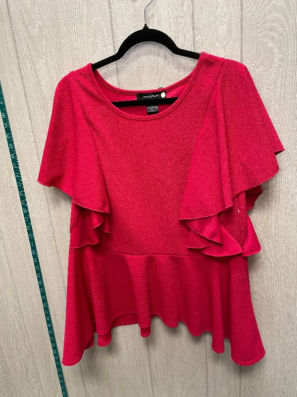 Top Short Sleeve By Ashley Stewart In Pink, Size: 1x Hip Men's Retro