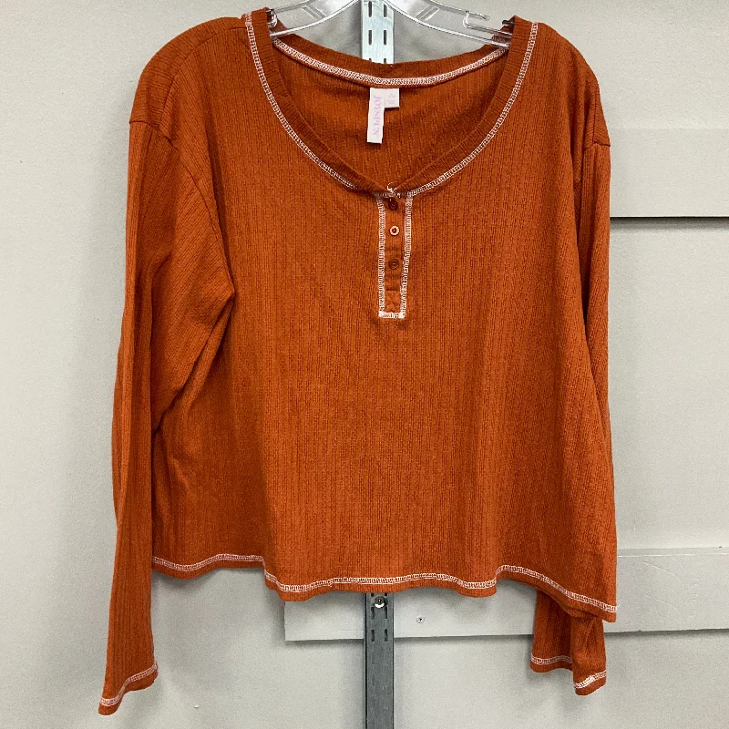 Top Long Sleeve Basic By Joyspun In Orange, Size: Xl Earthy Men's Hemp