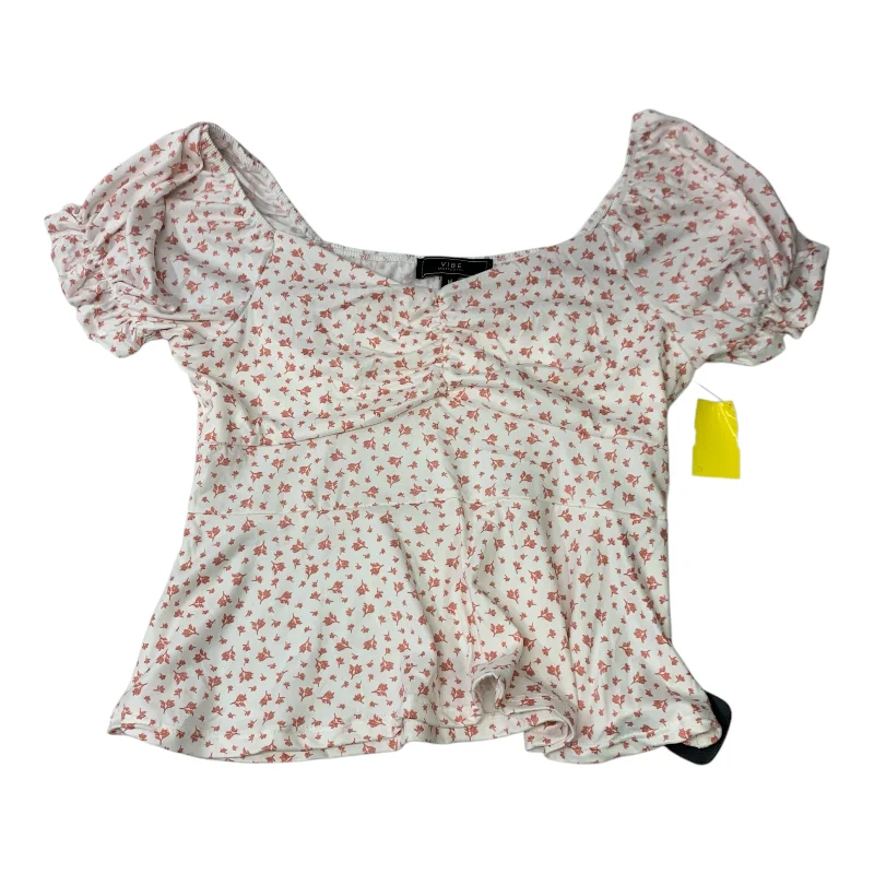 Top Short Sleeve By Vibe In Pink & White, Size: M Lumberjack