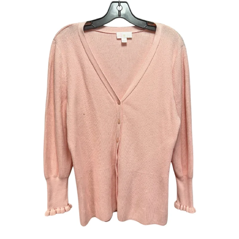 Sweater Cardigan By Belle By Kim Gravel In Pink, Size: Xl Casual Men's Short