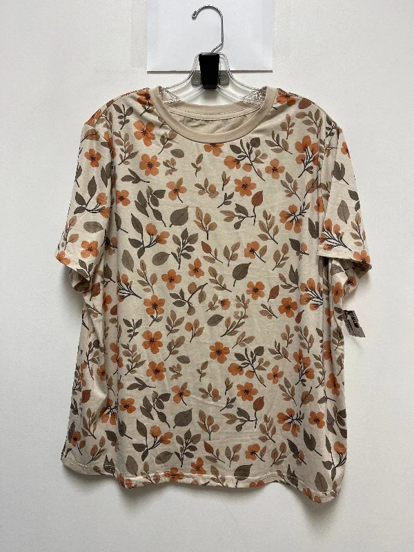 Top Short Sleeve By Shein In Floral Print, Size: 1x Traditional Men's Country
