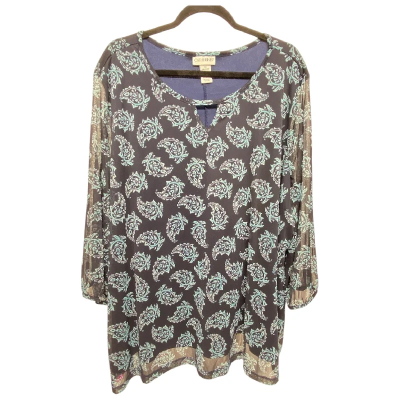 Top Long Sleeve By Catherines In Paisley Print, Size: 3x Bohemian Men's Free
