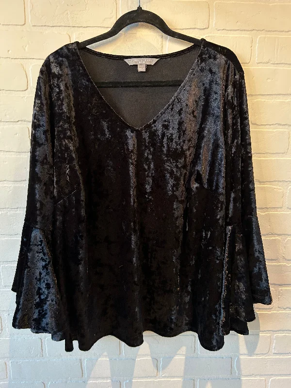 Top Long Sleeve By Valerie Stevens In Black, Size: 2x Rugged Men's Outdoor 