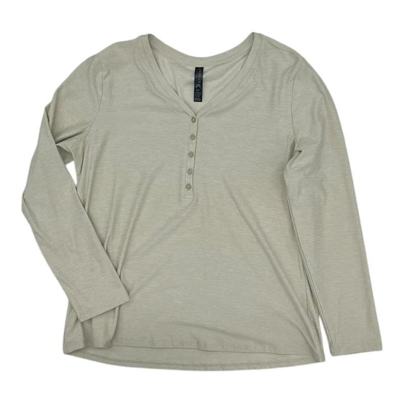 Athletic Top Ls Crewneck By Kyodan In Tan, Size:L Trendy Men's Oversized
