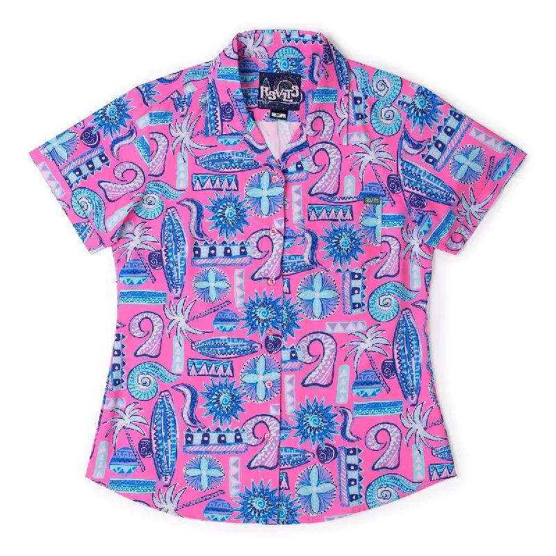 Pink Sand Beach – Women's KUNUFLEX Short Sleeve Shirt Elegant Men's Cashmere