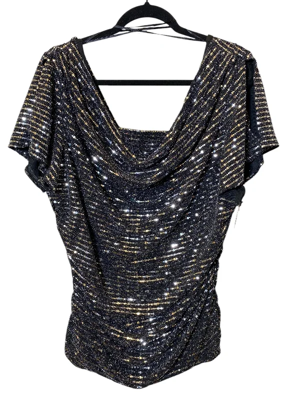 Top Short Sleeve By Avenue In Black & Silver, Size: 2x Confident Men's Power