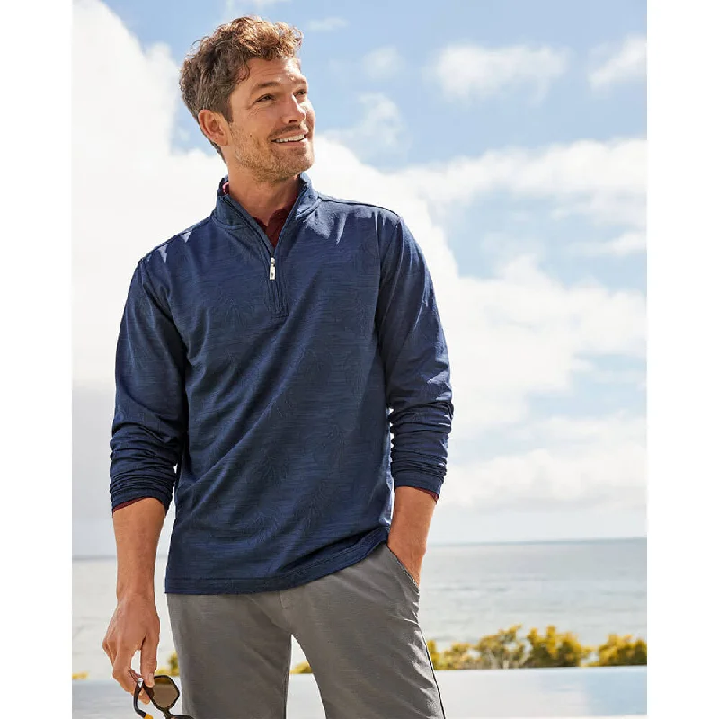 Tommy Bahama Monsterra Fade Half Zip Pullover Sweatshirt - Blue Note Rugged Men's Outdoor 