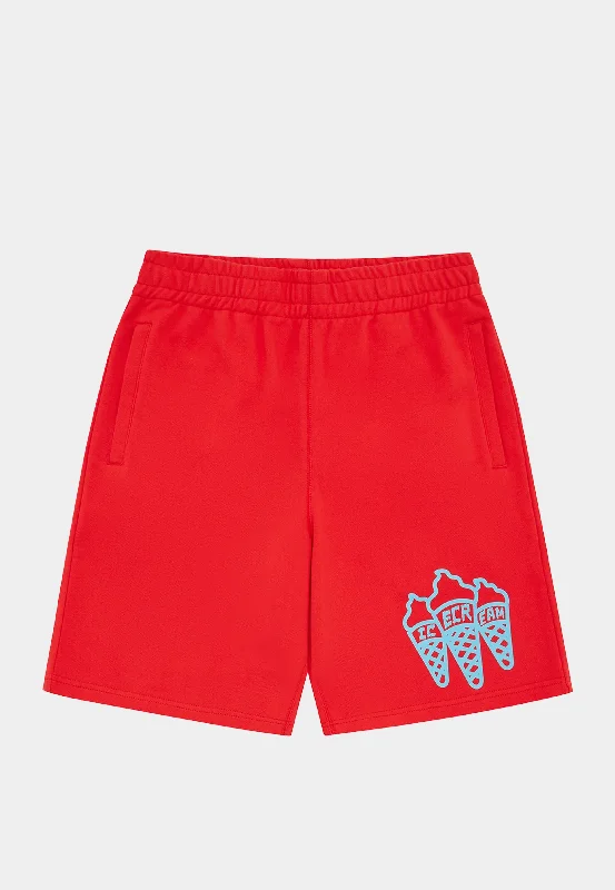 Bbc Triple Cone Shorts Red Edgy Men's Punk