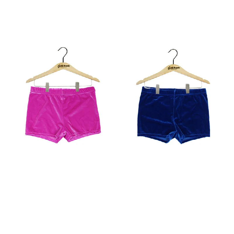 Kids Girl 2 Pack Velour Dance Short,Pink/Blue Polished Men's Satin