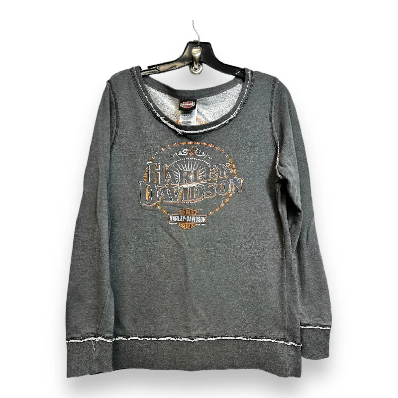 Top Long Sleeve By Harley Davidson In Grey, Size: M Trendy Men's Scandinavian