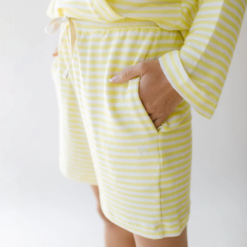 Sailor Stripe Shorts, Yellow Stripe Minimalist Men's Casual 