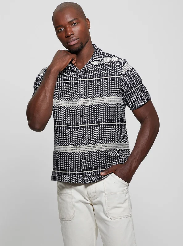 Grey Arrow Jacquard Shirt Edgy Men's Punk