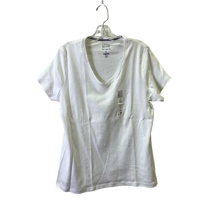 Top Ss Basic By Croft And Barrow In White, Size:1X Sporty Men's Tennis